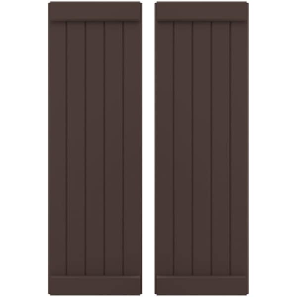 Ekena Millwork Americraft 5-Board Exterior Wood Joined Board-n-Batten Shutters w/ End Batten, ARW103BB518X37TBH, PR ARW103BB518X37TBH - main